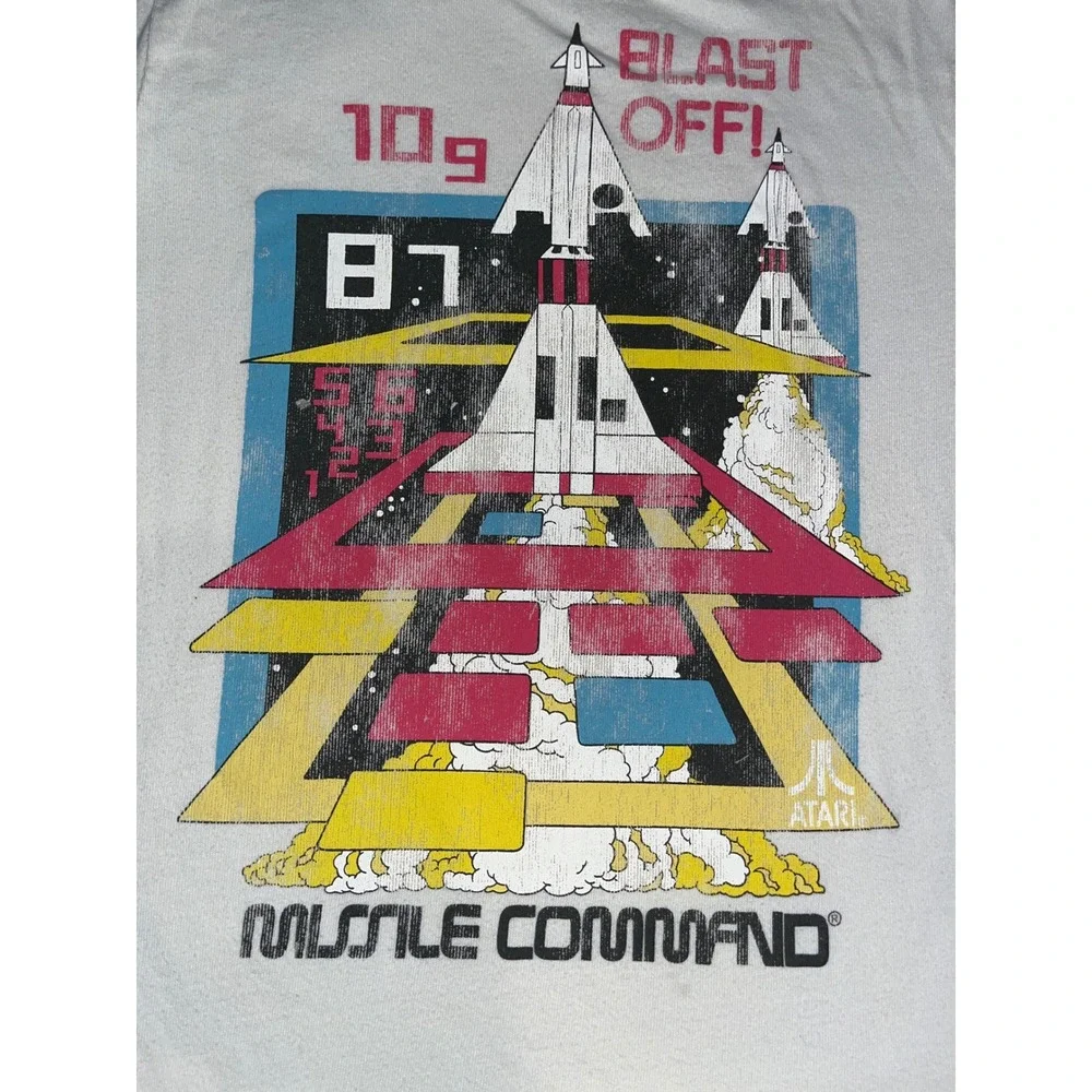 Junk Food Atari Missile Command Ringer Tee XS White Retro Graphic T-Shirt Womens - Picture 2 of 5